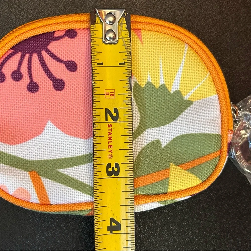 CLINIQUE Makeup Bag & Coin Purse Set Travel Floral Retro Cosmetic Zip Pouch NEW